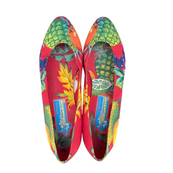 Vintage Milehigh by Diesel Tropical Red Flats Womens FLeather Sole Fruit 10 - Picture 6 of 14